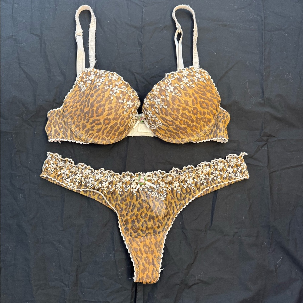 Vintage Dolce & Gabbana Leopard Print Lingerie Set